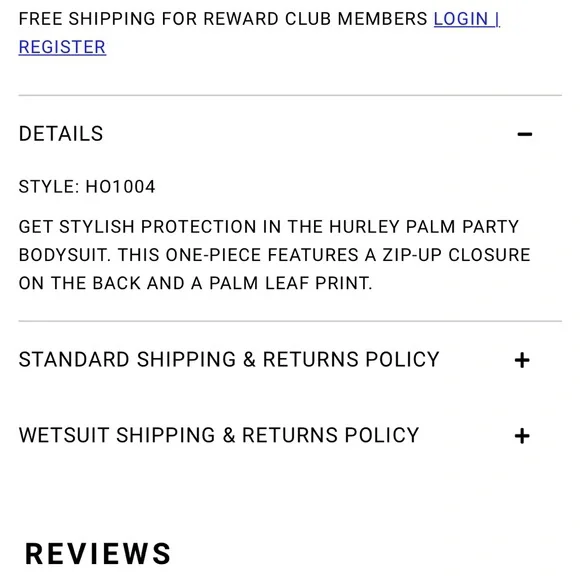 Hurley Palm Party bodysuit NWOT size Small - Picture 3 of 10